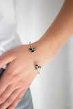 "Going For Glitter" Silver Metal & Black Rhinestone Dainty Cuff Bracelet