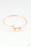 "Marine Melody" Gold Metal White Bead & Clear Rhinestone Bracelet