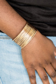 " Wire Warrior " Gold Metal Tightly Wrapped Wire Cuff Bracelet