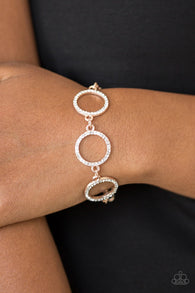 "Dress The Part" Rose Gold Metal & White Rhinestone Multi Circle Clasp Bracelet