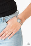 "Definitely Dazzling" Roped Silver Metal White Rhinestone Encrusted Cuff Bracelet