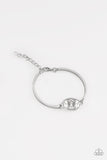 "Definitely Dashing" Silver Metal Oval White Rhinestone Collapsible Bracelet