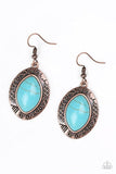 "Aztec Horizons" Copper Metal Blue Crackle Turquoise Floral Inspired Earrings