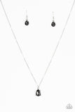 " Classy Classicist " Silver Metal Smoky Grey Rhinestone Solitaire Necklace Set