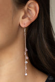 "Extended Eloquence" Silver Metal & Pink Iridescent Rhinestone Long Tassel Earrings