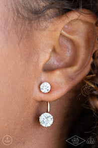 "Starlet Squad" Gold Metal & Clear/White Rhinestone Ear Jacket Earrings