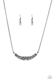 "Whatever Floats Your Yacht" Black Metal Clear Rhinestone Bar Necklace Set