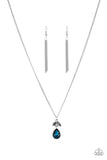 "Nice to Meet you" Silver Blue Rhinestone & Hematite Teardrop Necklace Set