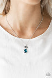 "Nice to Meet you" Silver Blue Rhinestone & Hematite Teardrop Necklace Set