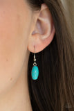 Paparazzi "Explore The Elements" Silver Metal Teardrop Blue Crackle Turquoise Necklace Set