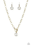 "Dynamite Dazzle" Brass Metal & Clear/White Rhinestone Toggle Necklace Set