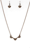 "Another Love Story" Copper Triple Filigree Heart Danity Necklace Set