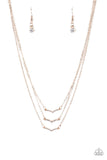 "Pretty Petite" Rose Gold Multi Layered Rhinestone Chevon Necklace Set