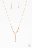 "Diva Dazzle" Gold Metal & Clear/White Rhinestone "Y" Necklace Set