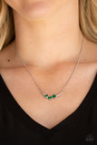 "Sparkling Stargazer" Silver Metal Three Green Rhinestone Dainty Necklace Set