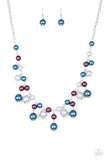 "Soon To Be Mrs." Silver Metal & Multi Color Pearl Bead Cascade Necklace Set