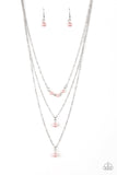 "High Heels and Hustle" Silver Pink Pearly Multi Layered Necklace Set