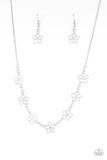 "Always Abloom" Dainty Silver Chain & Gray Pearl Open Flower Necklace Set