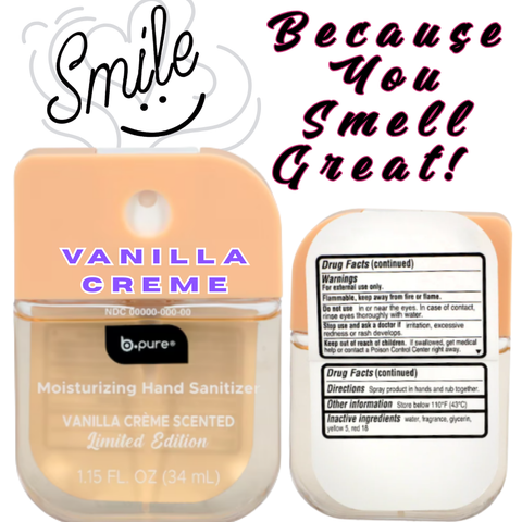 B.Pure - VANILLA CREME Moisturizing Hand Sanitizer Spray - Limited Edition VIRAL ITEM!