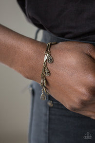 " Gypsy Glee " Brass Metal With 2 Rows of Ornate Teardrops Clasp Bracelet