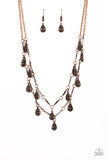 "Galapagos Gypsy" Copper Metal With 2 Rows Of Ornate Teardrops Necklace Set