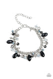 Paparazzi " Catwalk Crawl " Silver Metal Black & Smoky Beads Clasp Bracelet