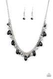 Paparazzi " Courageously Catwalk " Silver Metal Black & Smoky Beads Necklace Set