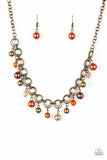 "Fiercely Fancy" Multi Brass, Brown & Orange Faceted Bead Necklace Set