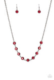 "Starlit Socials" Gunmetal Multi Red Faceted Rhinestone Necklace Set