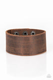 Paparazzi " Casually Cowboy " Men's Brown Distressed LEATHER Simple Snap Bracelet