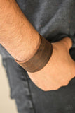 Paparazzi " Casually Cowboy " Men's Brown Distressed LEATHER Simple Snap Bracelet