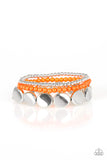 Paparazzi " Beyond the Basics " Orange Beads & Silver Stretch bracelets Set of 3