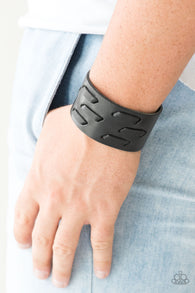 "Be Your Own Huntsman" Men's Black Leather & Laced Strands Snap Bracelet