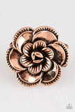 "Flowerbed and Breakfast" Copper Metal Single Flower Floral Elastic Back Ring