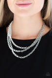 "Turn Up the Volume" Half Silver Metal & Half White Metal Necklace Set