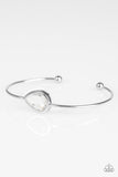 "Make A Spectacle" Silver Metal with A Clear/White Teardrop Cuff Bracelet