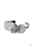 " Urban Aftershock " Black Metal & Three Etched Discs Cuff Bracelet