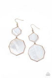 "Vacation Glow" Rose Gold Metal & White Mother of Pear Disc Like Earrings