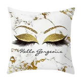 3D Printed Hello Gorgeous Eyelash Polyester (Soft) Throw Pillow Covers 18X18 (*No Inserts)