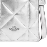 Genuine COACH Edgy North South Mini Tote in Silver Metallic with Puffy Diamond Quilting