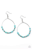 Paparazzi " Stone Spa " Silver Wired Hoop Blue Turquoise Crackle Stone Earrings