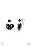 Paparazzi "Star Studded" Silver Metal Black Bead & Rhineston Heart Ear Jacket Earrings