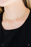 Paparazzi " Purr-fect Ten " Gold Metal Chain Dainty Fringe Choker Necklace Set