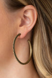 " Totally On Trend" Brass Metal Studded Hoop Earrings