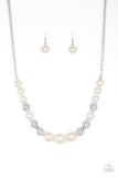 " Take A Note " Oversized White Pearly And Silver Beads Necklace Set