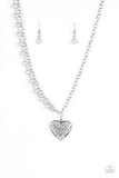 " Forever in my Heart " Silver Pearly Asymmetrical Heart Necklace Set