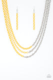 "Turn Up the Volume" Half Silver Metal & Half Yellow Metal Necklace Set