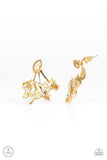 Paparazzi " Deco Dynamite " Gold Metal Clear & Golden Rhinestone Ear Jacket Earrings