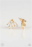 "Jeweled Jubilee" Gold Metal Clear Round Rhinestone Bowed Ear Jacket Earrings