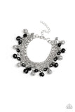 Paparazzi " Party Planner "  Silver, Black & Glittered Beaded Clasp Bracelet